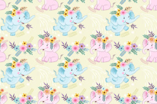 Cute Cartoon Elephant and Flowers Design