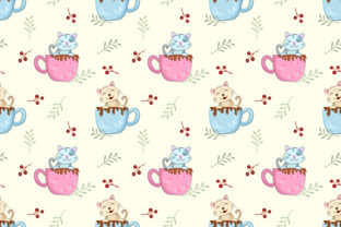 Cute Cat in Coffee Cup Seamless Pattern: A Creative Resource for Designers and Makers