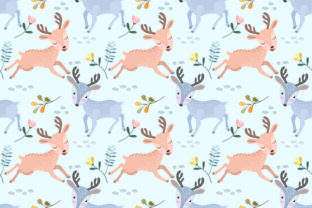 Cute Deer Running Seamless Pattern