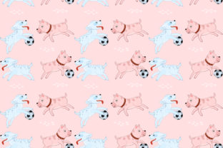 Cute Dog Playing Football Pattern