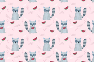 Cute Raccoon Seamless Pattern