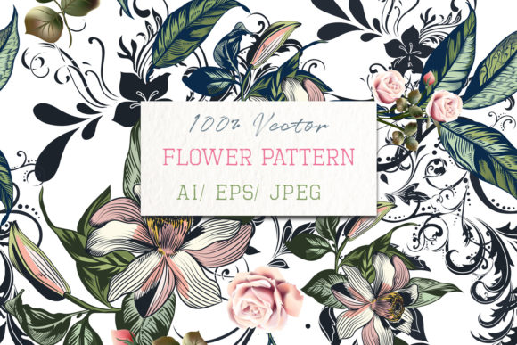 Floral Pattern with Roses Orange Flowers
