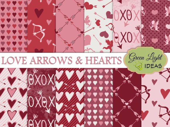 Love, Arrows and Hearts Digital Papers: Versatile, Print-Ready Designs for Every Creative Moment